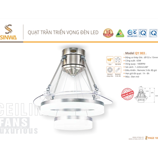 QUẠT TRẦN TRIỂN VỌNG QY 003